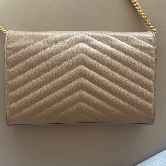 Yves Saint Laurent Taupe Quilted Leather Chain Bag - Picture 5 of 10